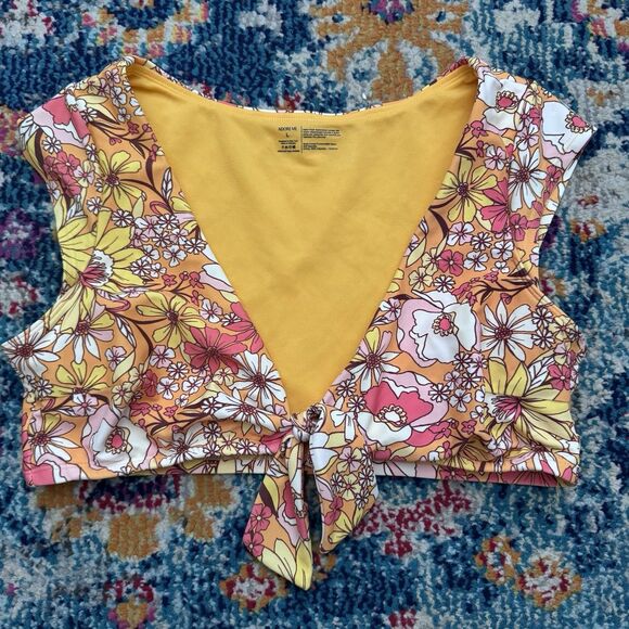 Adore Me Womens Salamanca Contour Swim Top Daisy Days Cap Sleeves Size L - Picture 1 of 5